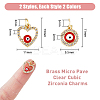 8Pcs 4 Styles Evil Eye Brass Micro Pave Clear Cubic Zirconia Charms KK-DC0002-64-2