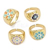Brass Enamel Cuff Rings for Women RJEW-L113-032G-4