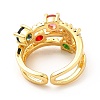 Colorful Glass Open Cuff Ring with Cubic Zirconia KK-H439-05G-3