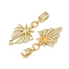 Brass Micro Pave Clear Cubic Zirconia Star Pendants KK-C132-29G-2