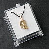 Electroplated Raw Natural Lemon Quartz Neggets Pendant Black Wax Cord Necklaces FS-WG48460-10-1