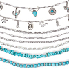 8Pcs 8 Styles Cowboy Theme Synthetic Turquoise & 304 Stainless Steel Baseball Cap Chain HJEW-SC0002-41-7