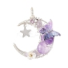 Natural Amethyst Round Chip Wire Wrapped Pendants X-PALLOY-TA00437-02-1
