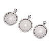 Flat Round Alloy Pendant Cabochon Settings PALLOY-A15654-AS-1-2