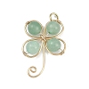 Copper Wire Wrapped Natural Green Aventurine Shamrock Pendants PALLOY-JF02945-02-1