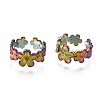 304 Stainless Steel Sunflower Cuff Ring RJEW-N038-096-1