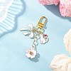 Flower & Bowknot & Cat Alloy Enamel Pendant Decorations HJEW-JM04294-02-1
