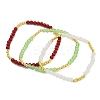 Rack Plating Brass with Crystal Round Beaded Bracelets for Women BJEW-B106-20G-1