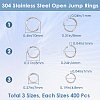 1200Pcs 3 Styles 304 Stainless Steel Open Jump Rings STAS-SP0001-67-2