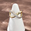 Brass Micro Pave Cubic Zirconia Cuff Rings RJEW-D326-03G-1