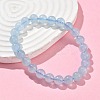 Natural Aquamarine Round Bead Stretch Bracelets for Men Women BJEW-U034-01C-01-3
