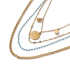 Synthetic Turquoise Sun Pendant Multi Layered Necklace with Plastic Beaded LS-NJEW-P269-18B-G-3