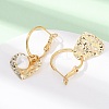 Heart Brass & Natural Pearl Hoop Earrings EJEW-Z159-03G-2