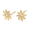Rack Plating Brass Sun Studs Earrings with Cubic Zirconia EJEW-D061-29G-1