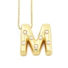 Brass & Plastic Pearl Letter Pendant Box Chain Necklaces for Women NJEW-U017-01G-13-1