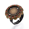 Adjustable Flower Alloy & Iron Rhinestone Bezel Cup Ring Base with Rotatable Tray MAK-T012-03AB-1