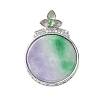 Dyed Natural Myanmar Jade Flower Flat Round Pendants KK-Q050-03A-1