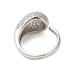 Teardrop Brass Micro Pave Clear Cubic Zirconia Open Cuff Rings for Women RJEW-A046-07P-3