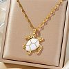 Brass White Enamel Turtle Pendant Dapped Chain Necklaces for Women FJ9996-1-3