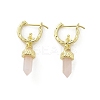 Natural Rose Quartz Hoop Earrings EJEW-P306-01G-07-4