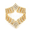 Crown Clear Cubic Zirconia Open Cuff Ring RJEW-L121-033G-2