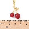 Brass Resin Fruit Cherry Pendant Satellite Chain Necklaces for Women NJEW-D306-02G-B-3