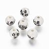 Floral Printed Porcelain Beads X-PORC-Q201-10mm-5-1