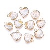 Electroplated Natural Keshi Pearl Heart Pendants PEAR-P004-25KCG-01-1