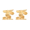 Flower with C-Shaped 304 Stainless Steel Stud Earrings for Women EJEW-A131-01C-G-4