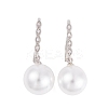Rack Plating Brass Cubic Zirconia ABS Pearl Earring Hooks EJEW-S219-16P-04-1
