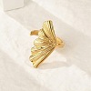 Leaf 304 Stainless Steel Open Cuff Rings for Women RJEW-G338-06G-2
