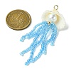 Natural Clam Shell & Glass Pearl & Glass Seed Beaded Big Pendants PALLOY-MZ00298-02-2