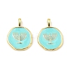 Hannukah Brass Enamel Pendants KK-K346-15G-1