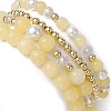 4Pcs 4 Style Natural Topaz Jade & Shell Pearl Stretch Bracelets Set BJEW-JB10049-5