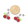 Cherry 304 Stainless Steel Handmade Polymer Clay Rhinestone Dangle Stud Earrings EJEW-JE06429-02-4