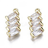 Brass Inlaid Clear Cubic Zirconia Pendants ZIRC-S069-029G-1