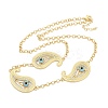 Brass Micro Pave Clear & Sky Blue Cubic Zirconia Teardrop Evil Eye Link Chain Necklaces KK-H203-14G-4