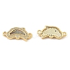 Rack Plating Brass Micro Pave Clear Cubic Zirconia Connector Charms KK-K342-23G-2