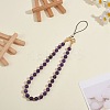 Natural Amethyst & 304 Stainless Steel Round Beaded Mobile Straps HJEW-SW00043-06-3