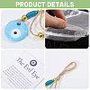 Handmade Flat Round with Evil Eye Glass & Wood Pendant Decorations HJEW-CA00092-4