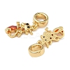 Brass Pave Dark Orange Cubic Zirconia European Dangle Charms KK-L257-24G-01-2