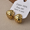 Letter Teardrop Brass Stud Earrings for Women EJEW-G391-02G-1