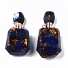 Assembled Synthetic Bronzite and Lapis Lazuli Openable Perfume Bottle Pendants G-S366-059A-2