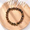 Natural Tiger Eye Round Beaded Stretch Bracelets BJEW-F203-04-1