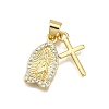 Rack Plating Brass Micro Pave Cubic Zirconia Pendants KK-D343-13G-1