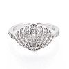 Brass Micro Pave Cubic Zirconia Adjustable Open Cuff Rings for Women RJEW-N051-03P-2