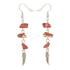 Natural Gemstone Chips Beads Long Chain Dangle Earrings EJEW-JE04892-5