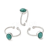 Natural Amazonite Open Cuff Ring RJEW-M166-04P-D-1