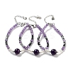 Natural Amethyst Round & Synthetic Non-magnetic Hematite & White Shell Beaded Bracelets for Women BJEW-K251-02F-1