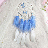 SUPERFINDINGS Woven Net/Web with Feather & Butterfly Pendant Decorations AJEW-FH0003-42B-5